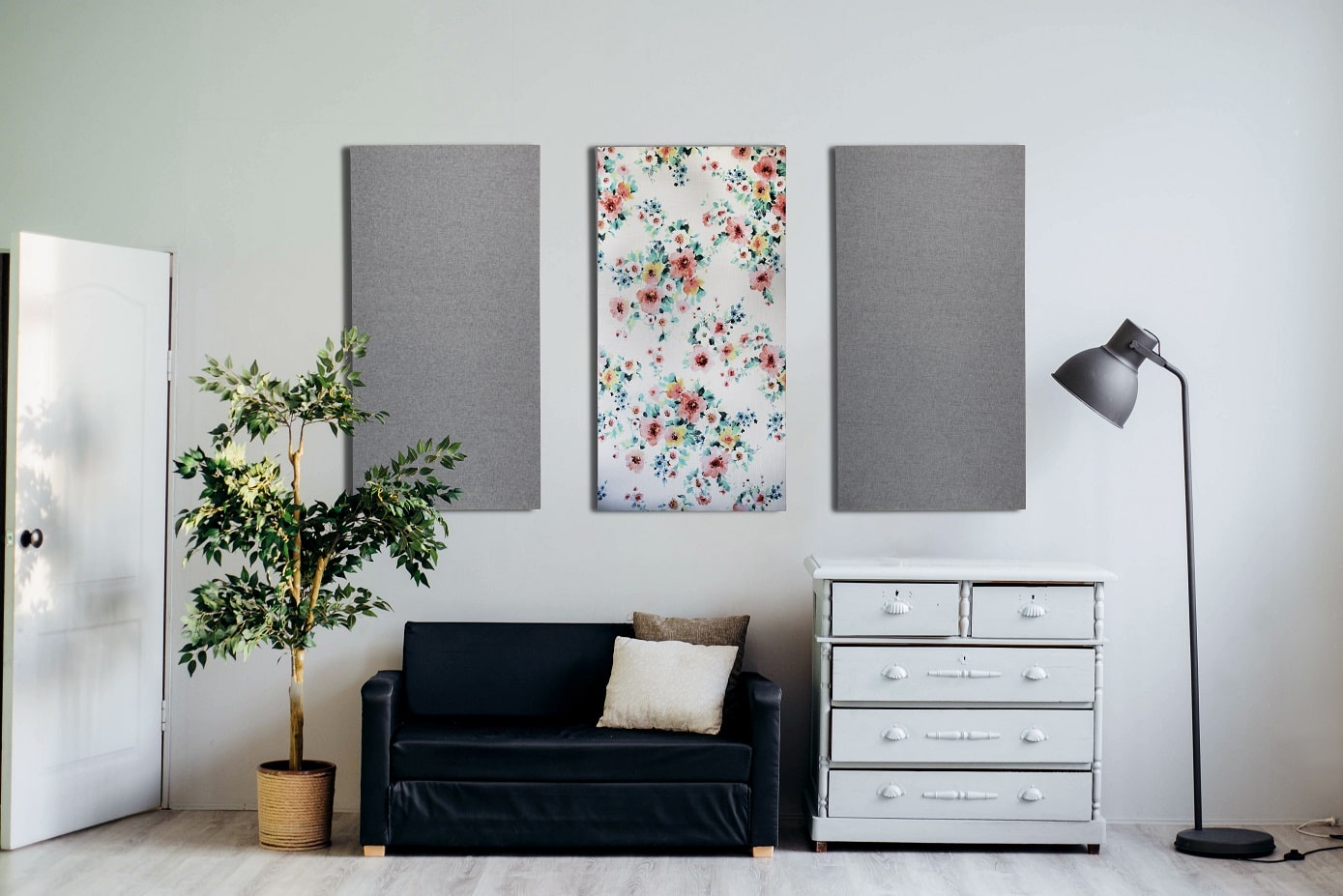 Set akoestische panelen met florale print