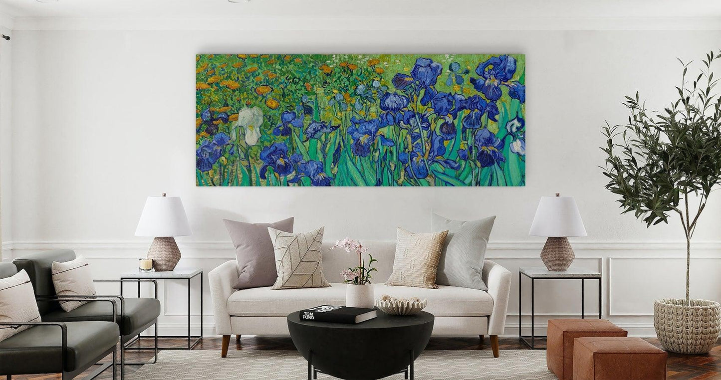 Akoestisch kunstpaneel Irissen van Van Gogh modern interieur