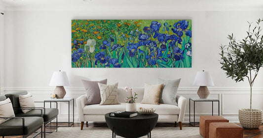 Akoestisch kunstpaneel Irissen van Van Gogh modern interieur