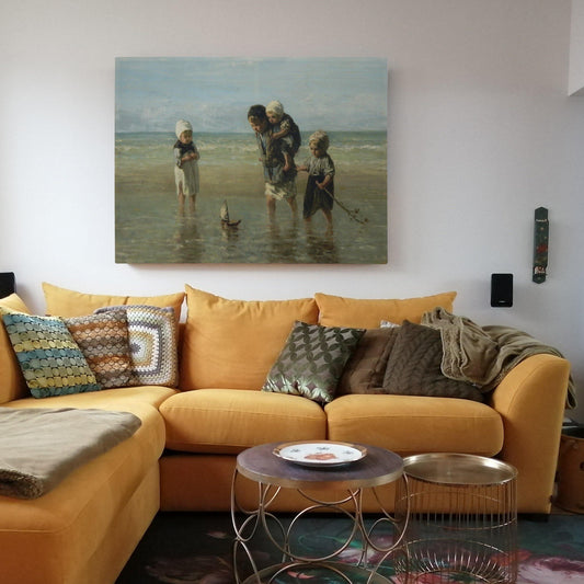 Zithoek akoestisch kunstpaneel Kinderen der zee Jozef Israëls